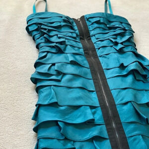 BCBG MAXAZRIA Brandie Bordeaux Asymmetric Tiered Dress, 2
